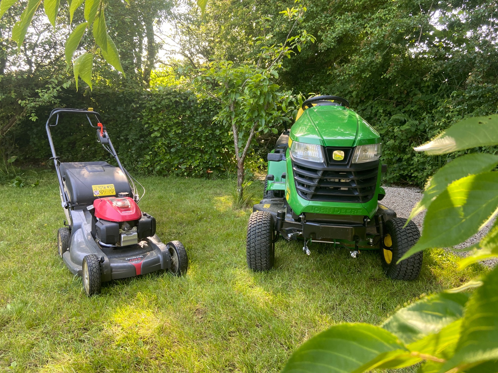 Our mowers ready for work in a West Cork garden